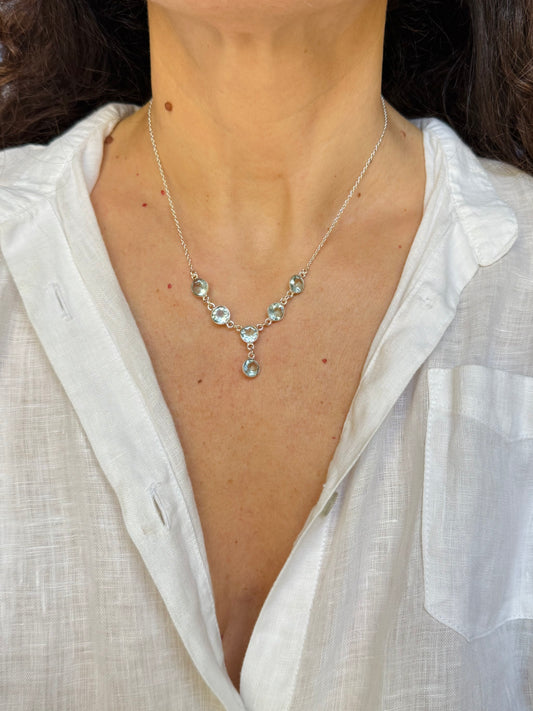 Collana argento 925 acquamarina