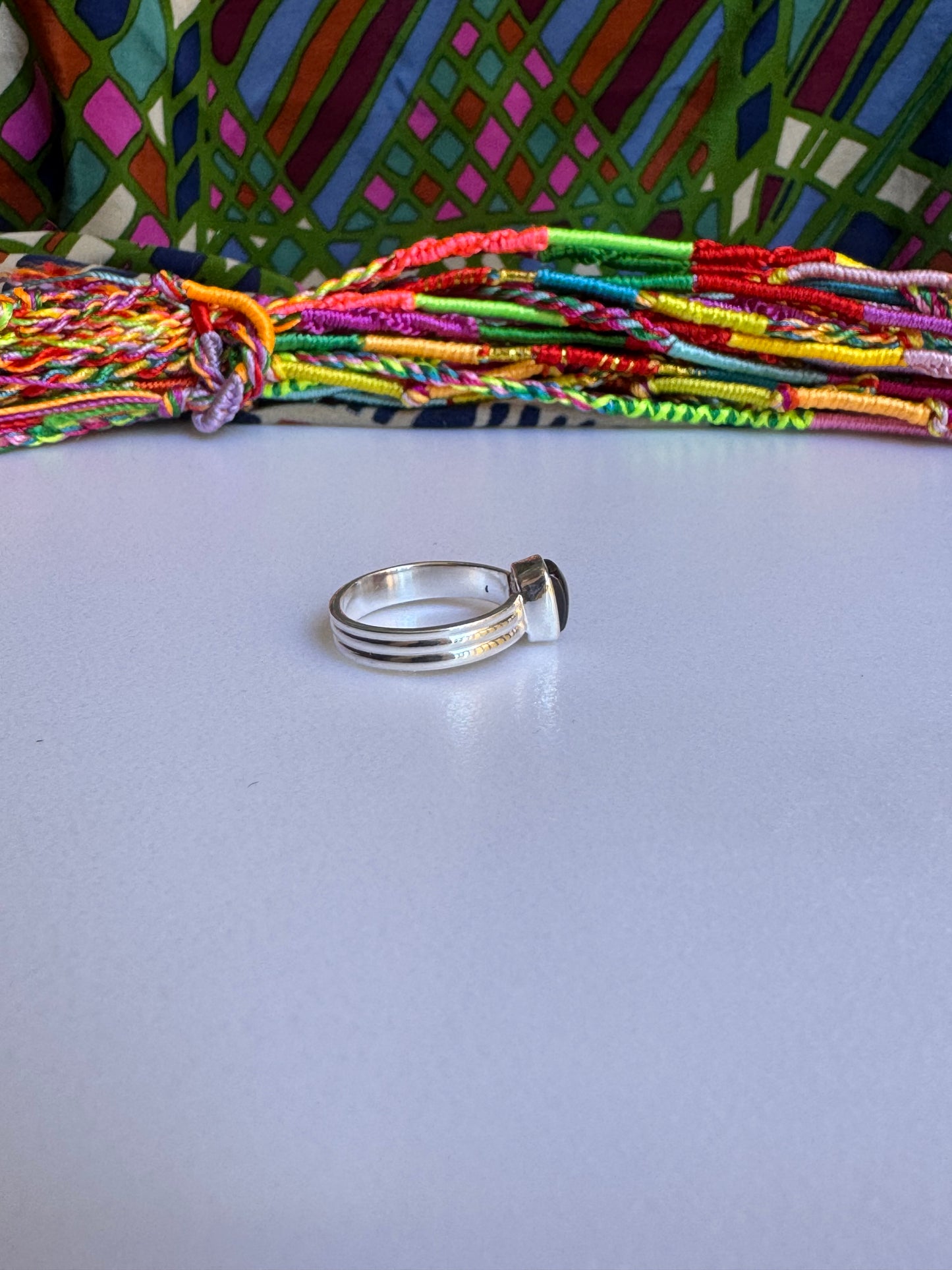 925er Silberring mit Granat, Größe 14 - G56