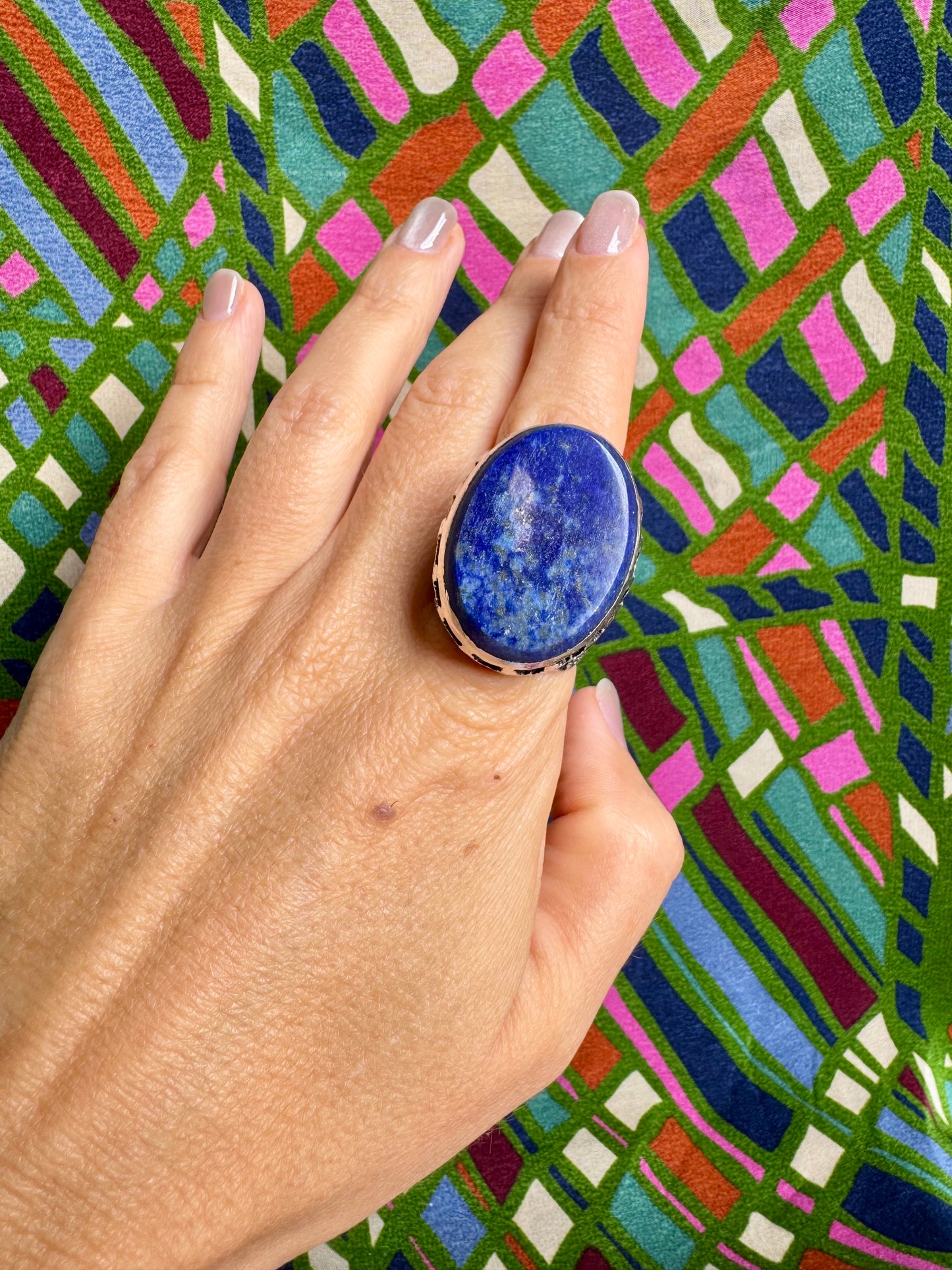 Antique vintage lapis lazuli hard stone ring