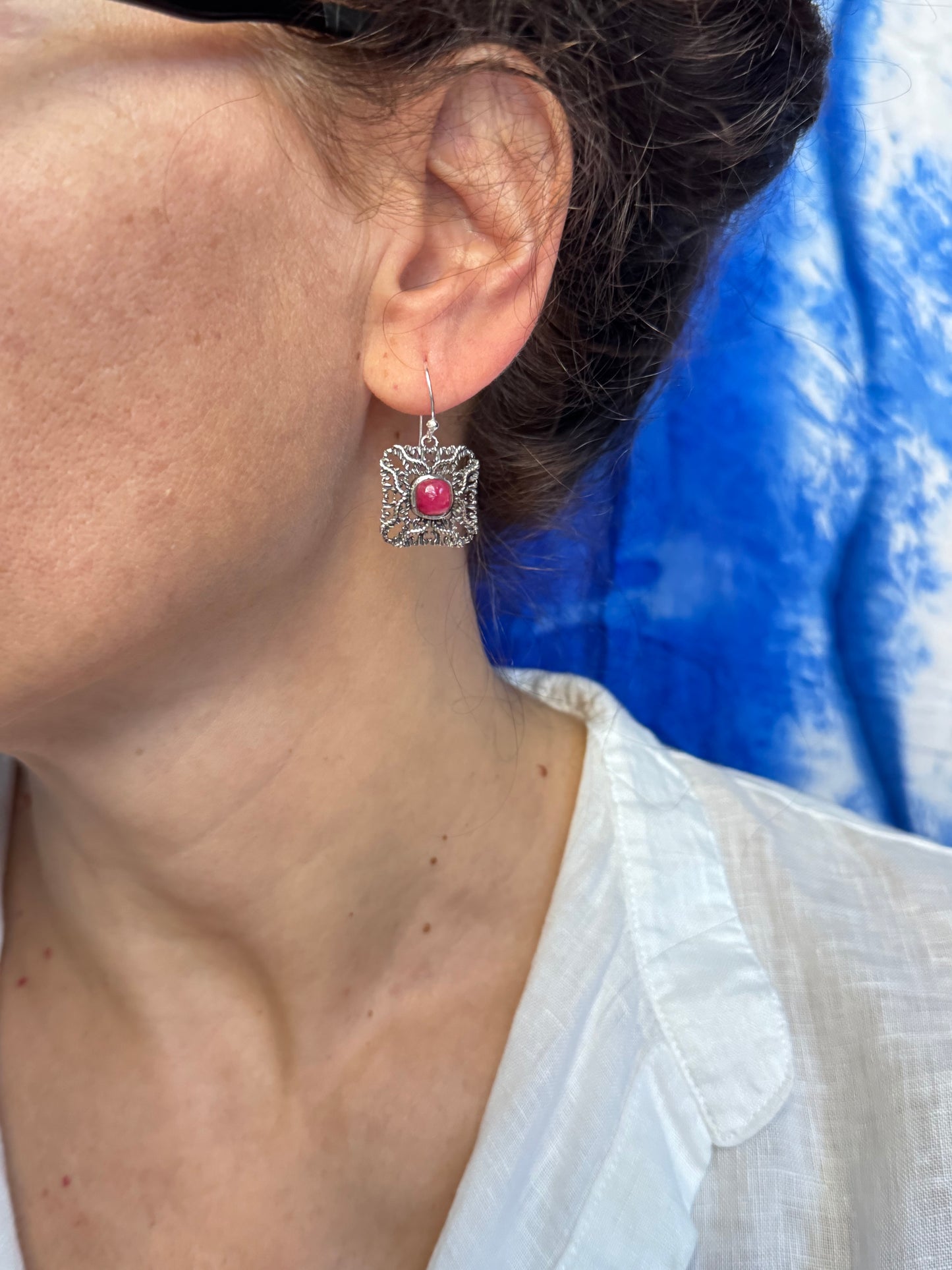 Orecchini argento925 radice di rubino A24
