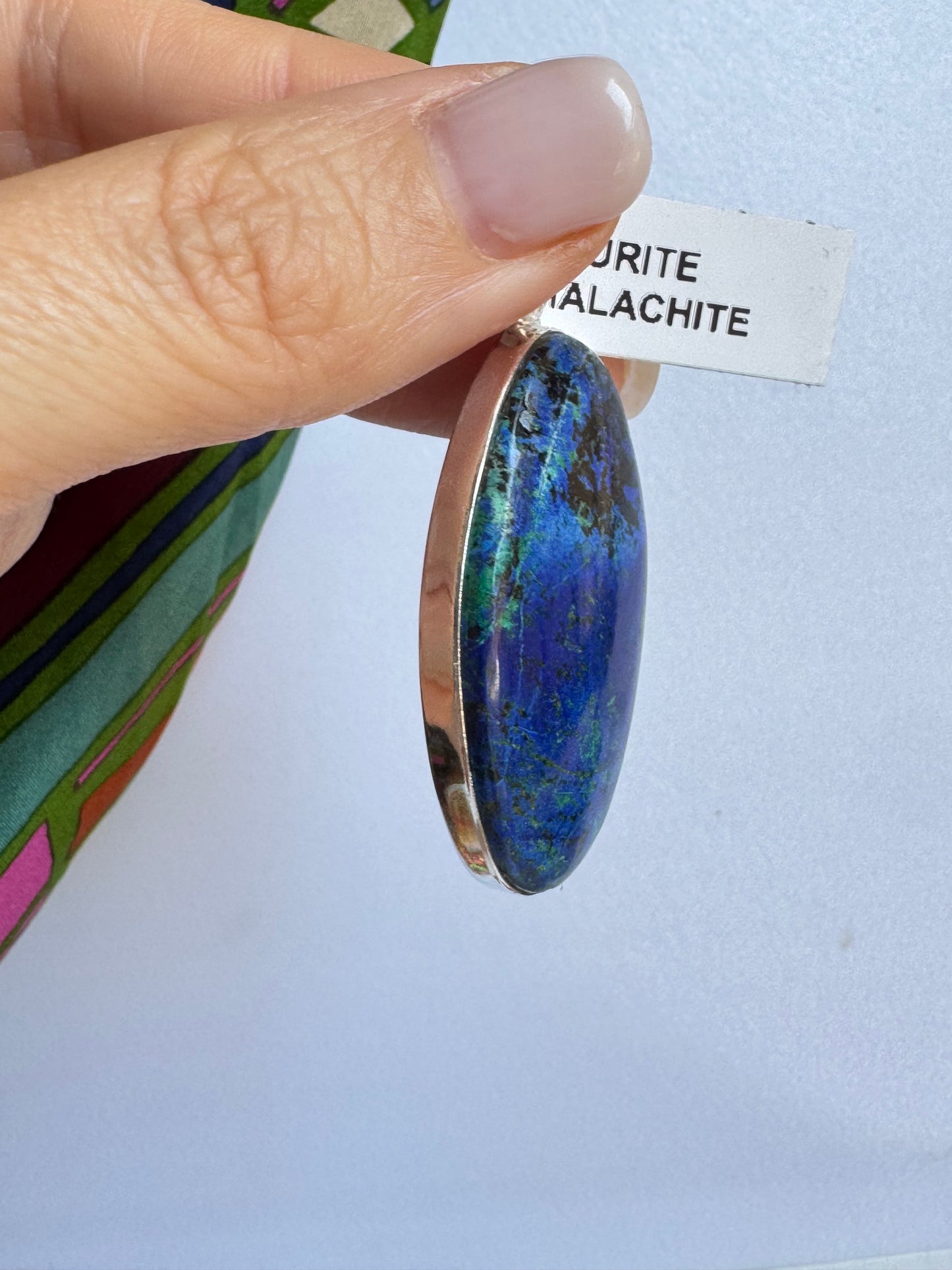 Ciondolo argento 925 azzurrite malachite 25K