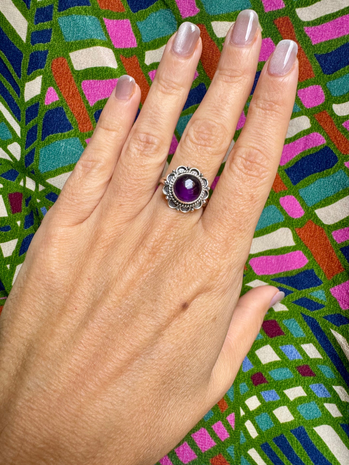 925 silver amethyst ring size 17 - 9A