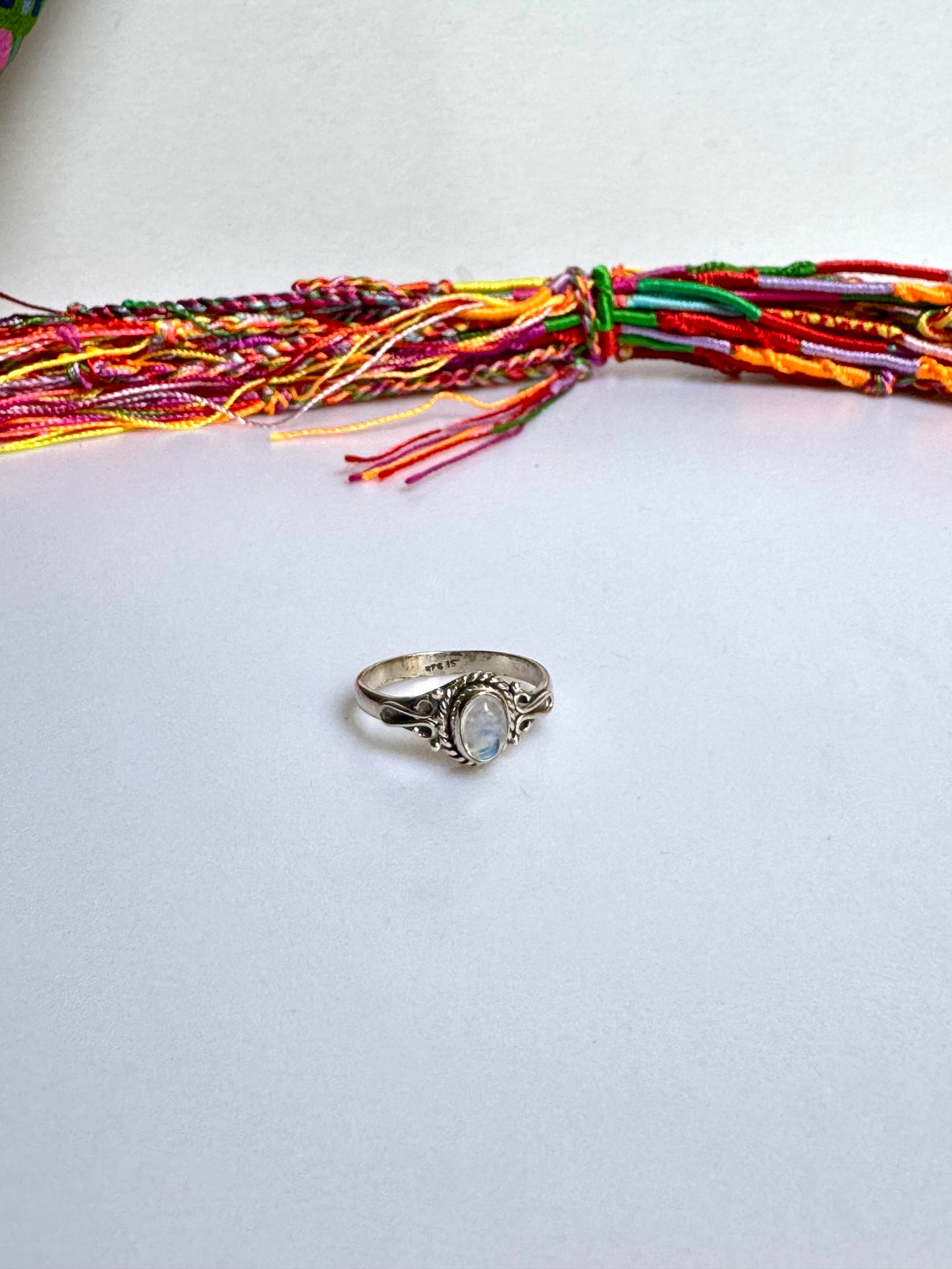 Anello argento 925 Pietra di luna arcobaleno misura 19 - 8SZ