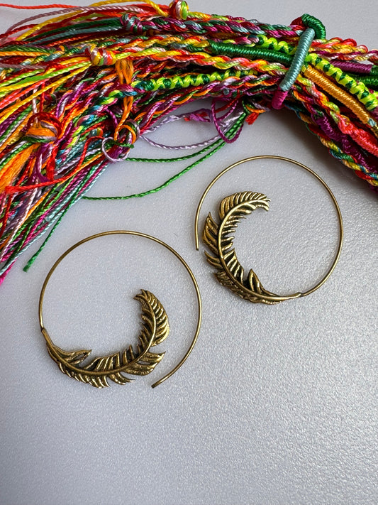 Boho golden feather earrings