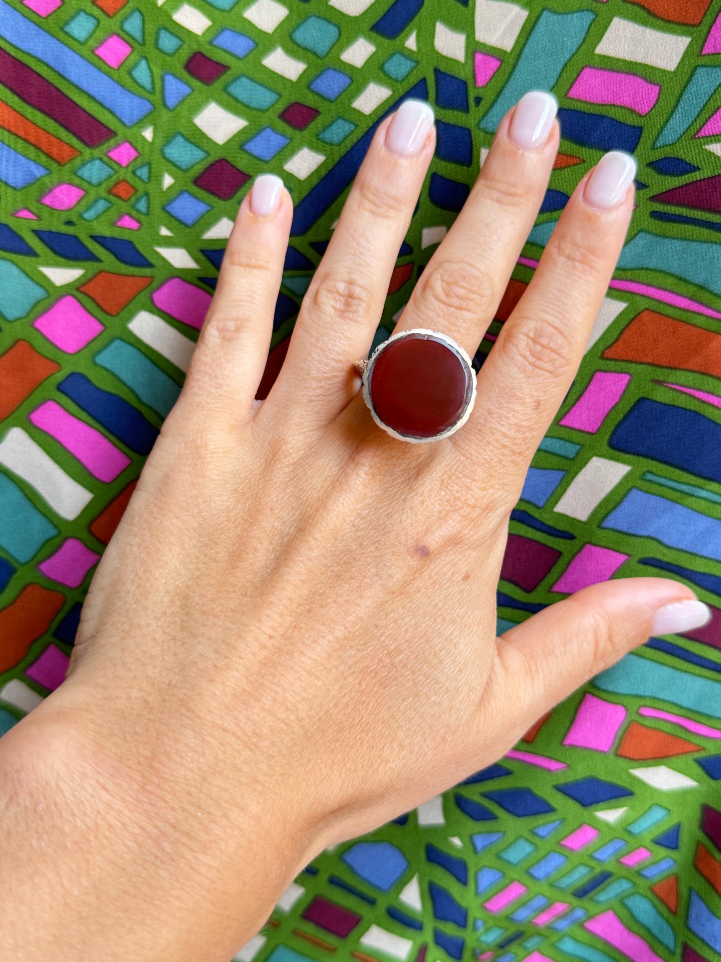 Antique vintage agate stone ring