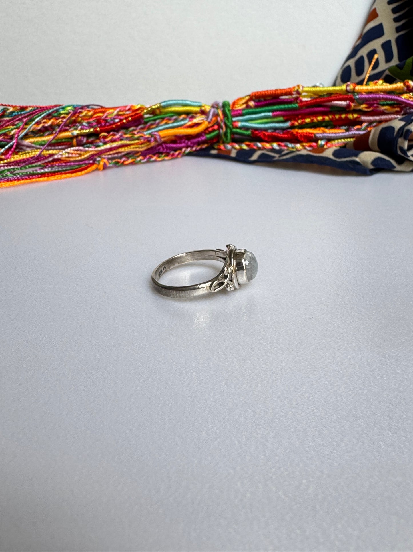 Anello argento 925 Pietra di luna arcobaleno misura 13 - 3AR