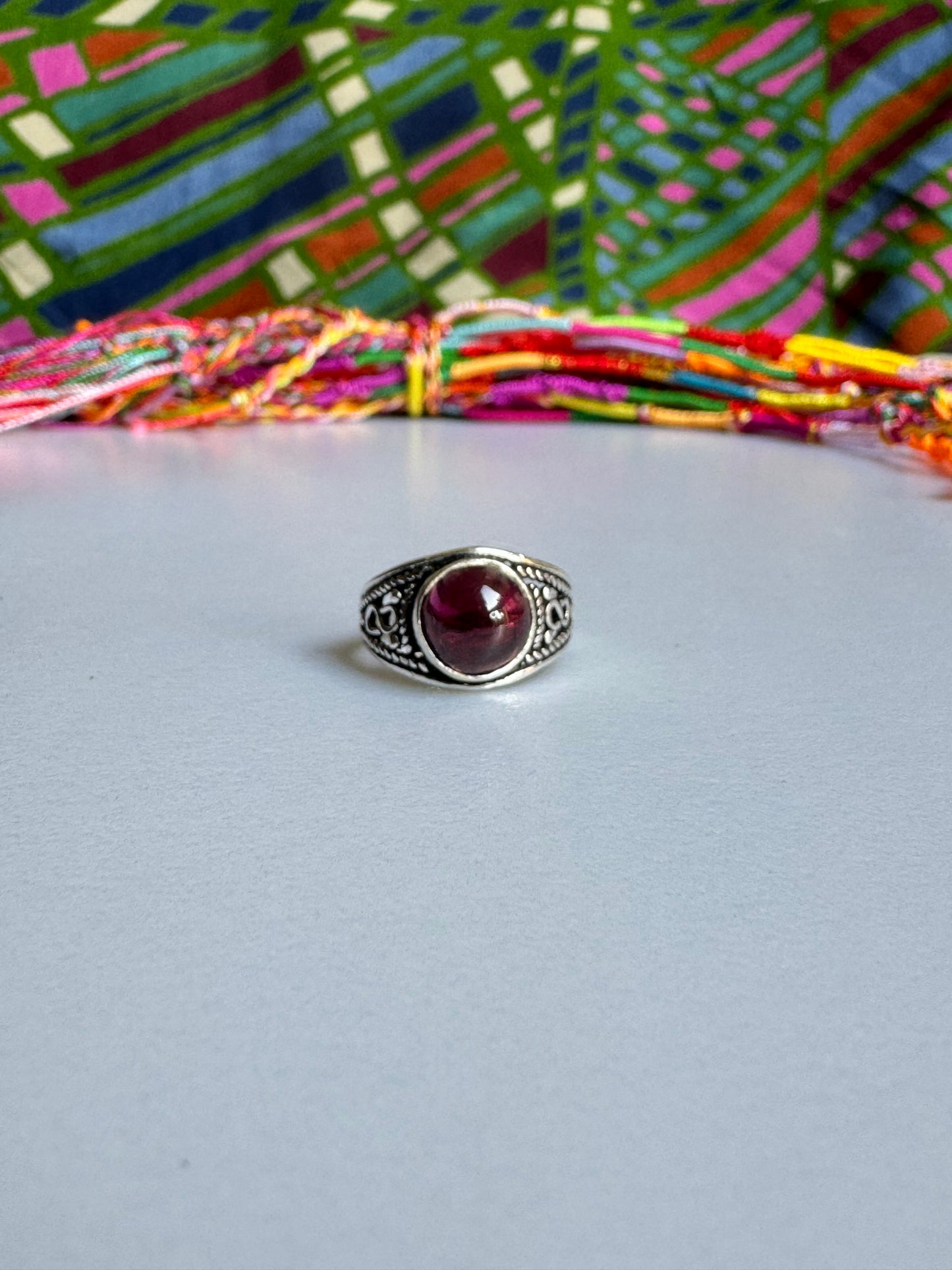 925 silver ring garnet E85