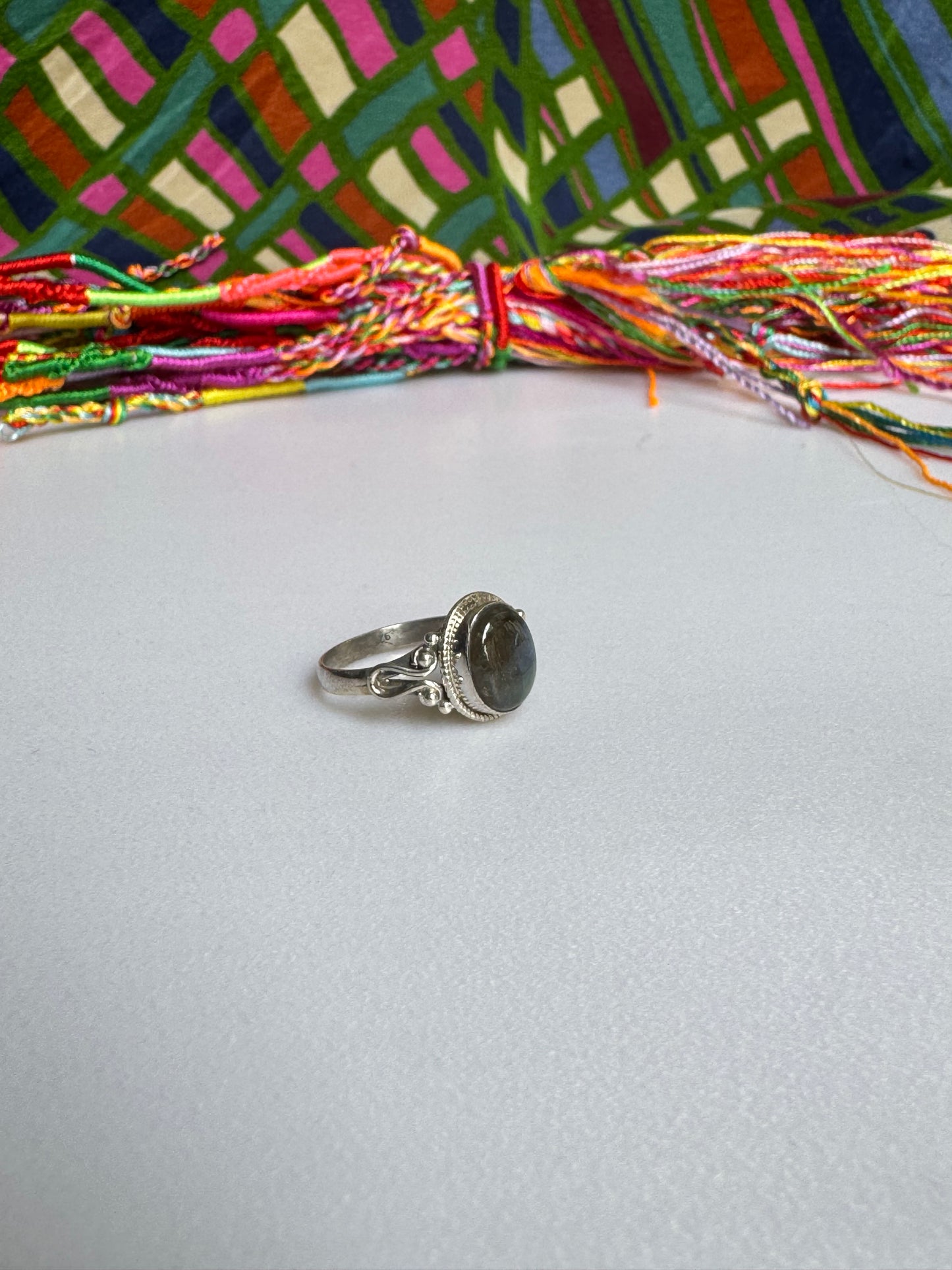 Labradoritring aus 925er Sterlingsilber, Größe 16/17 - 7LA