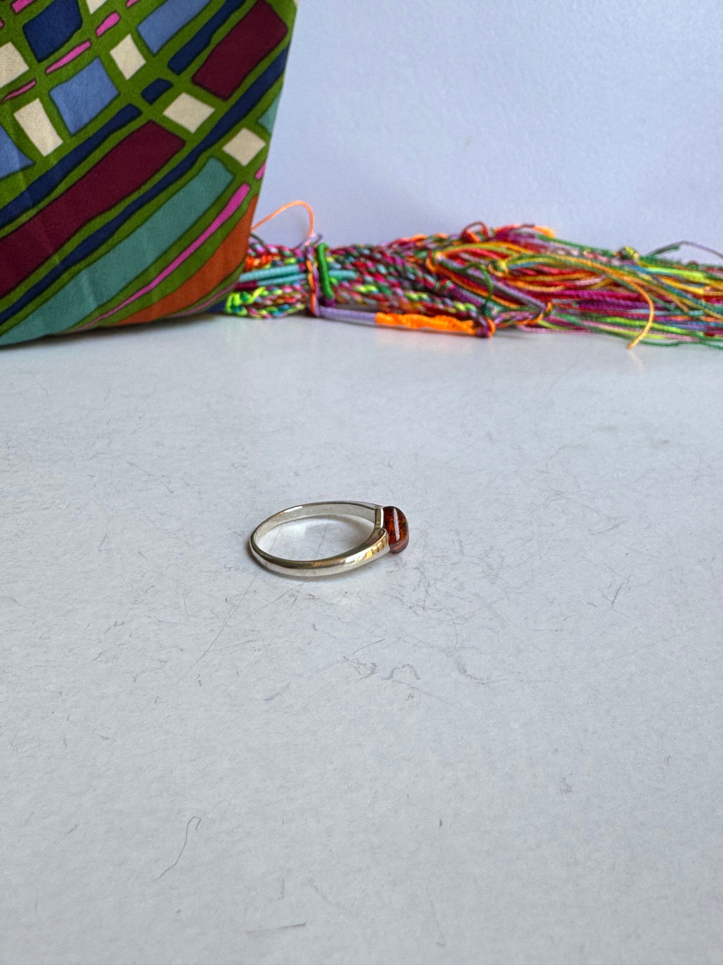 Anello argento 925 ambra misura 18 - 31AMB