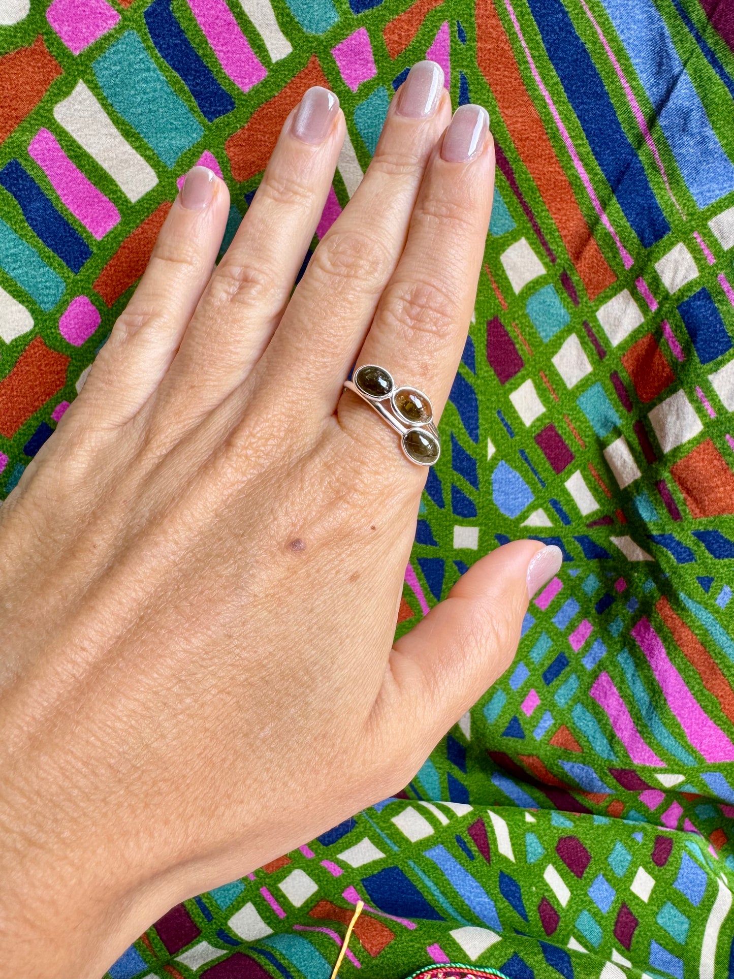 Adjustable 925 silver tourmaline ring size 21 - TA49 defective