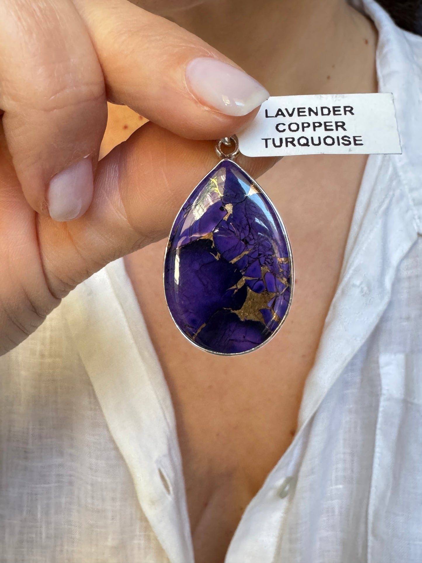 Ciondolo pendente argento 925 purple copper turquoise 5K