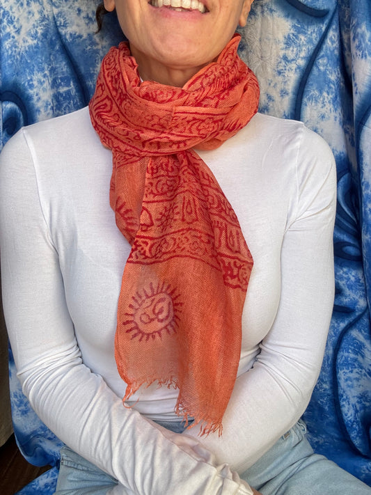 Pashmina sciarpa India arancione ohm e Shiva
