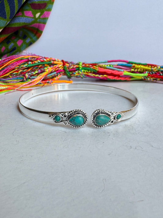 Bracciale braccio boho argentato turchese