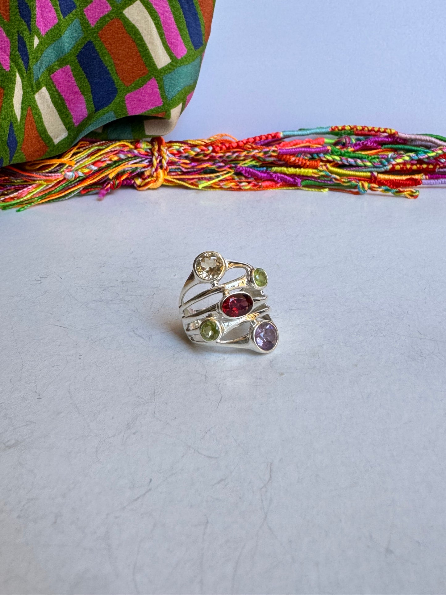 Anello argento 925 multi pietra misura 13/14 - MP2