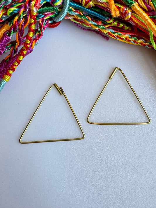 Boho golden earrings triangle hoops