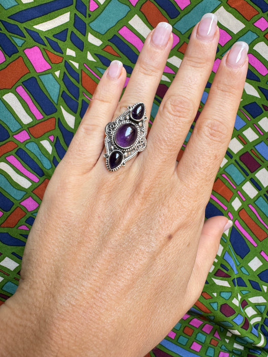 Anello argento 925 ametista difettato misura 12 -G63