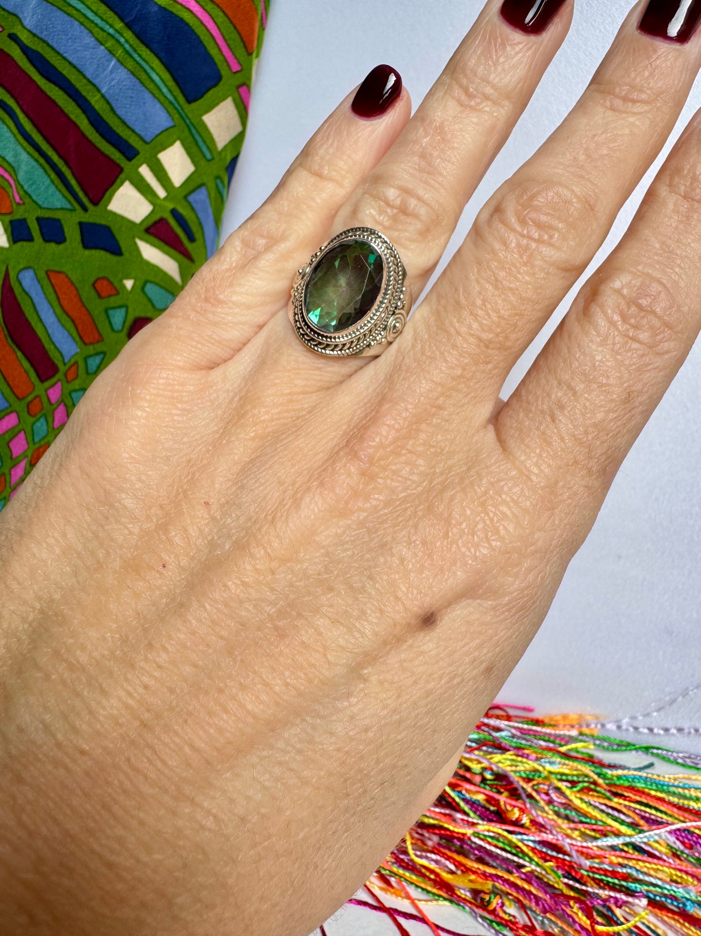 Anello argento 925 mystic stone misura 13/14 - 8LO