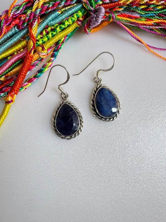 925 silver earrings with sapphire root R42