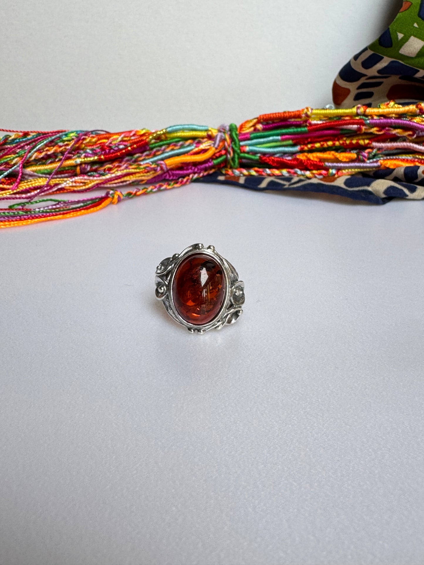 Anello argento 925 ambra misura 14/15 - 13AMB