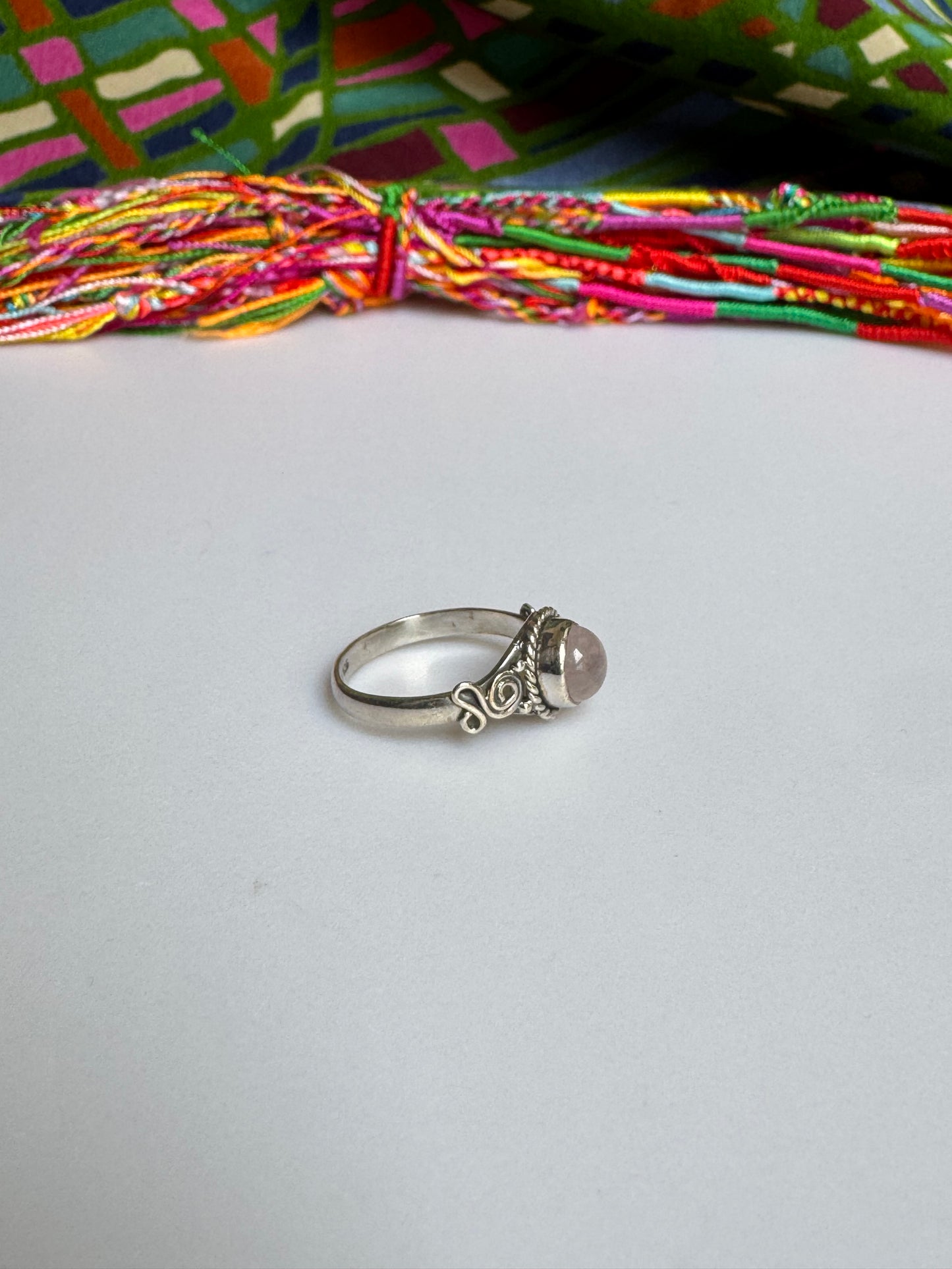 925 silver rose quartz ring size 18 - 3QR