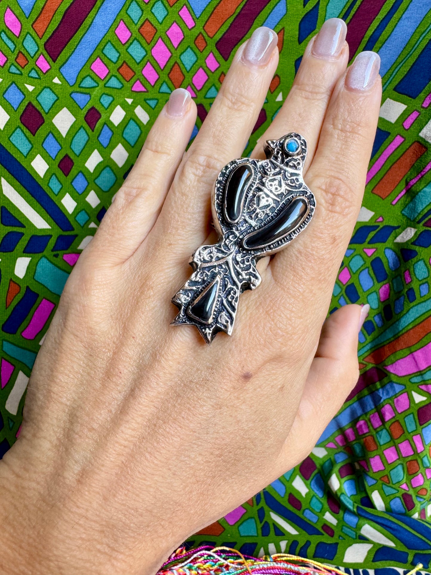 Antique vintage agate stone ring