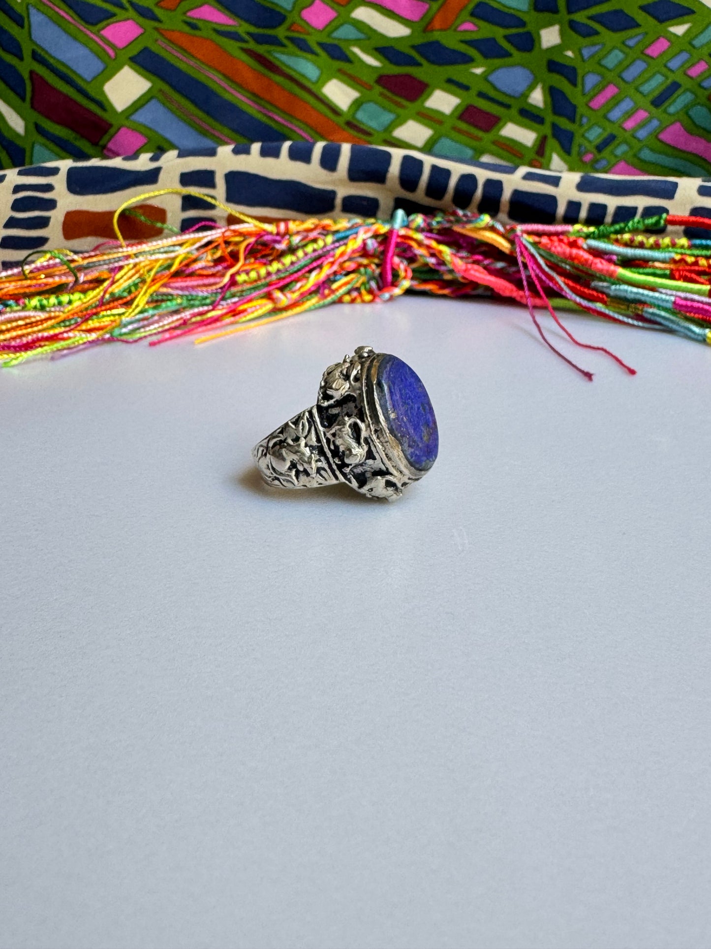 Antique vintage lapis lazuli hard stone ring