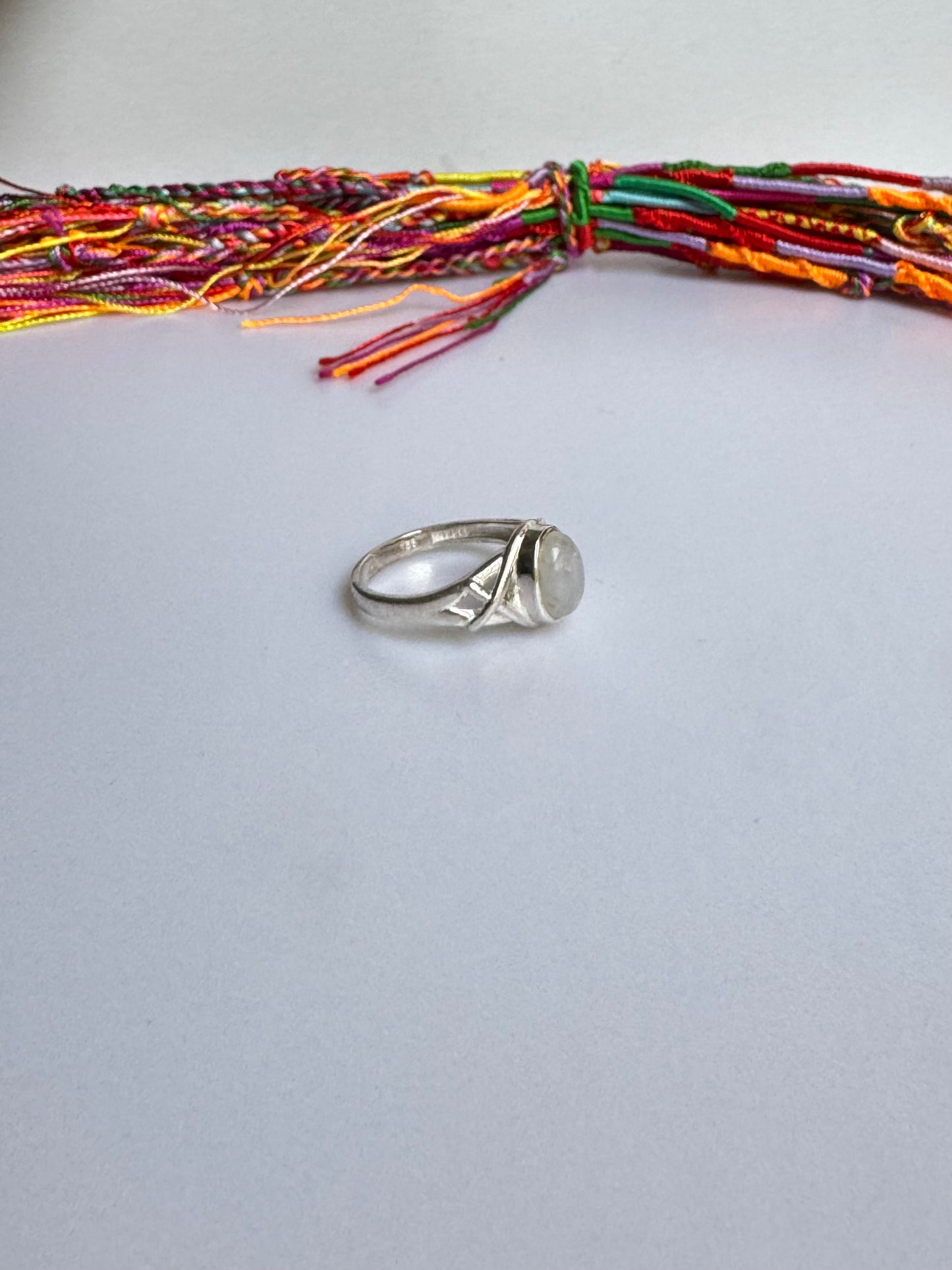 Anello argento 925 Pietra di luna arcobaleno misura 17 - 6SZ