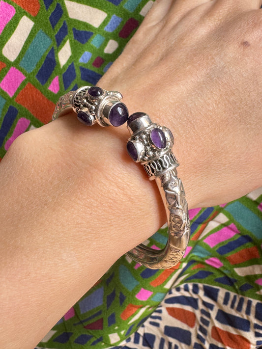 Starres Armband 925 Silber Amethyst B39