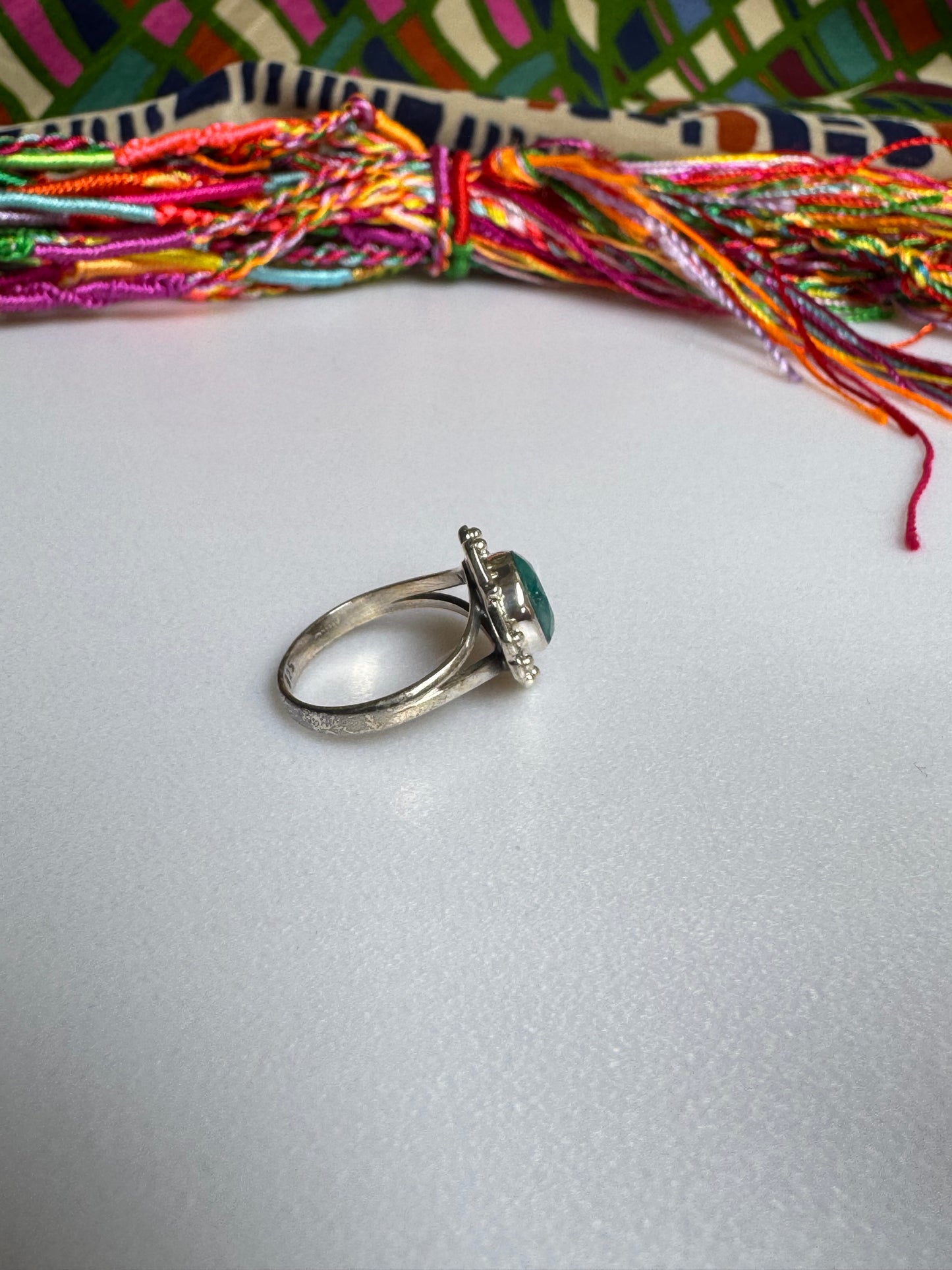 925 silver ring with emerald root, size 17 - 8RS