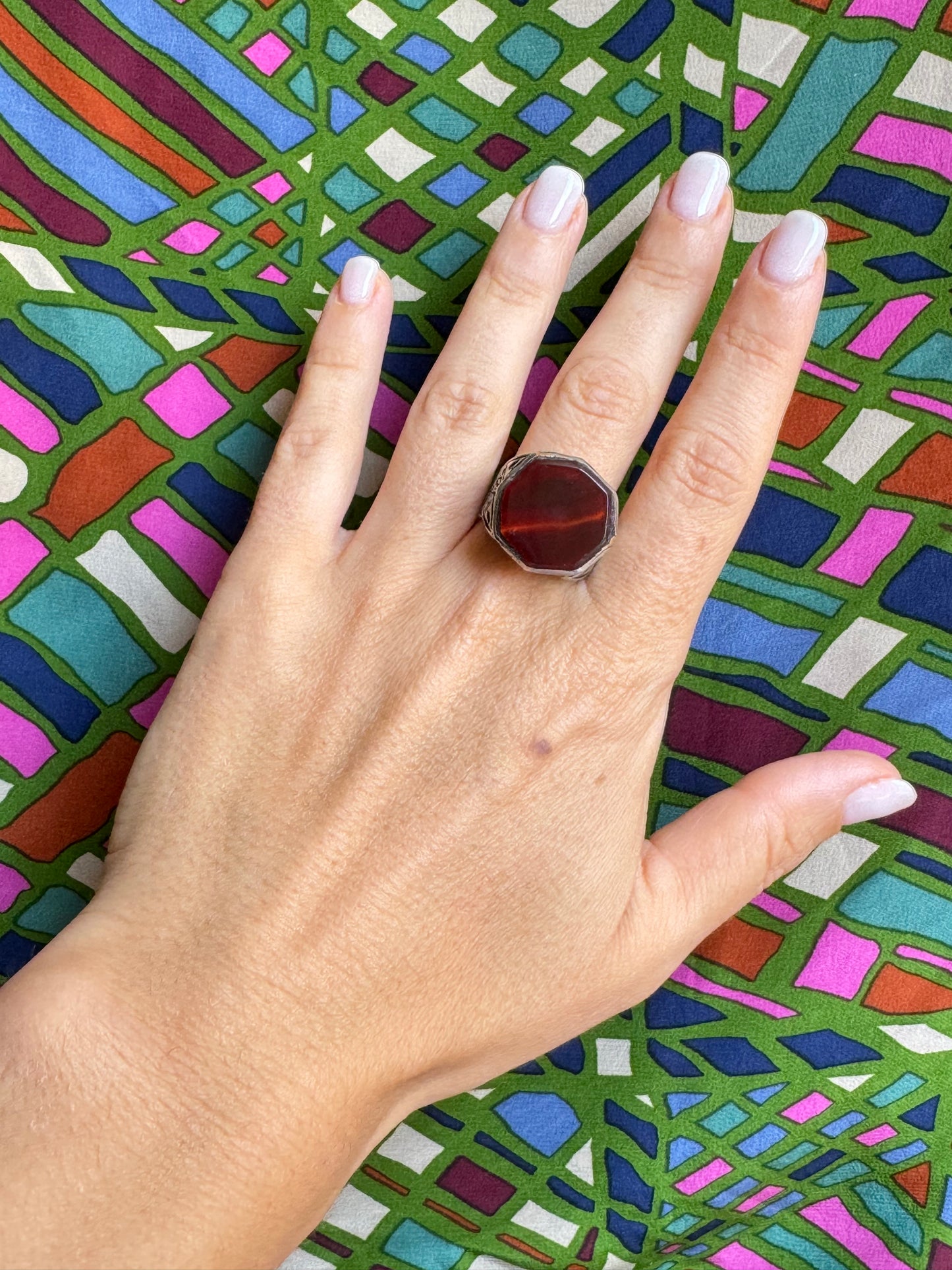 Antique vintage agate stone ring