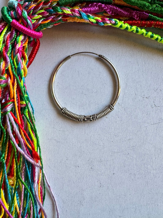 Single boho hoop earring in 925 silver