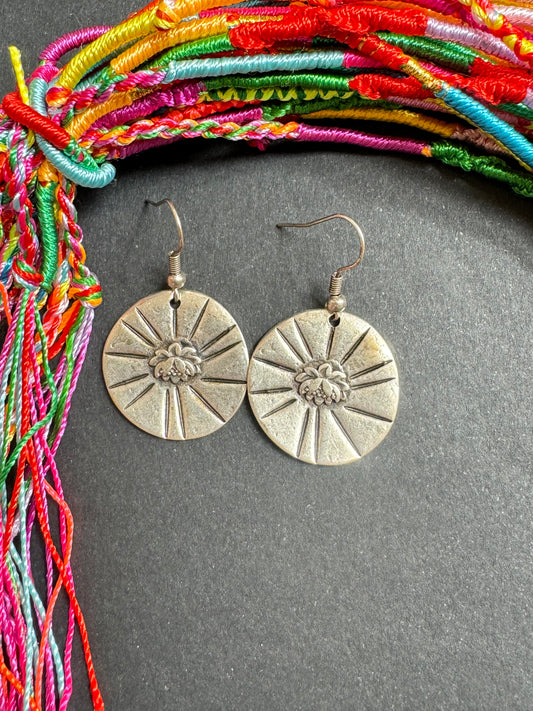 Zamak lotus flower circle earrings