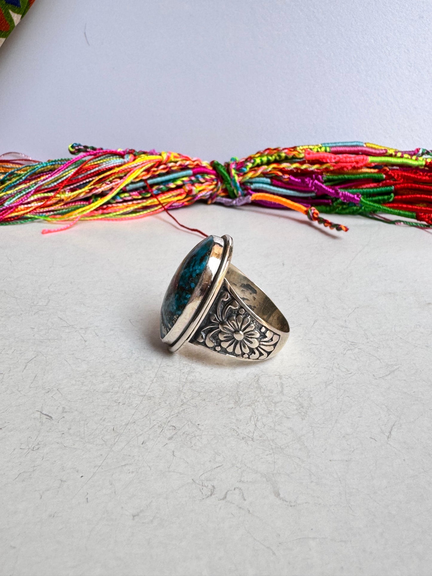 Anello argento 925 copper turquoise turchese misura 31 7V