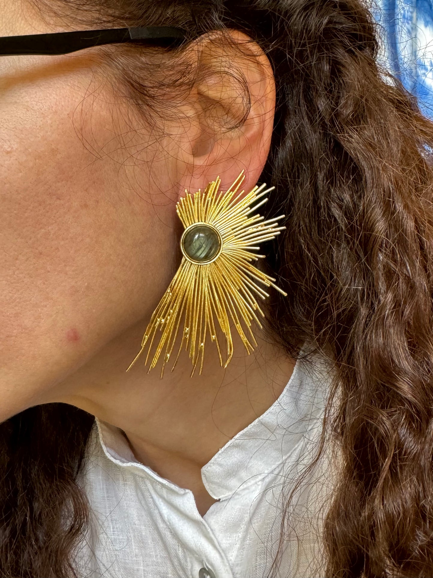 Golden labradorite earrings