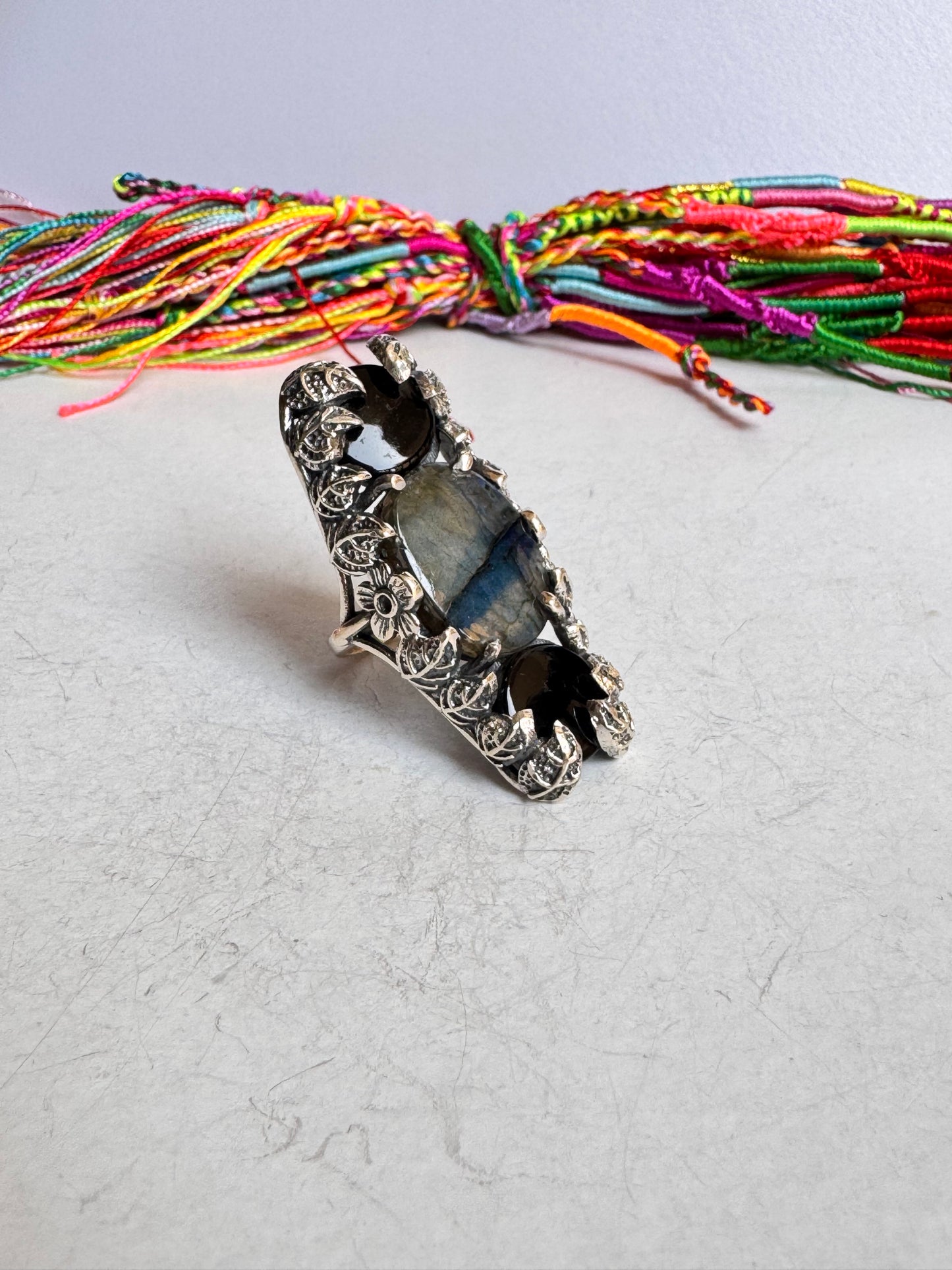 Anello argento 925 labradorite misura 21 4V