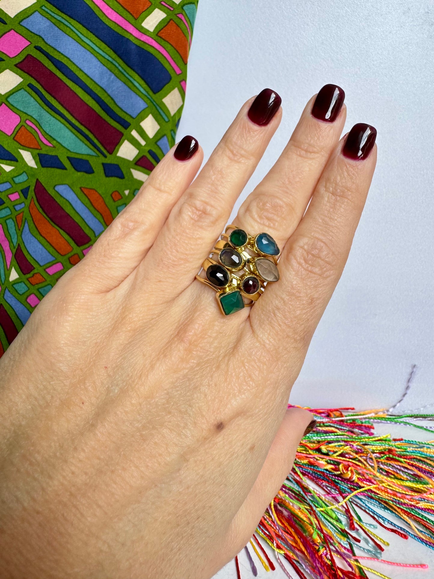 Anello boho dorato multifilo misura 16