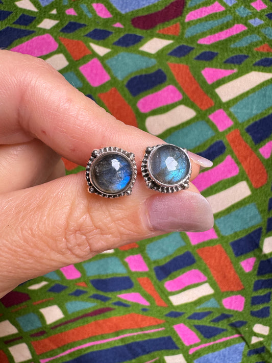 925 silver labradorite stud earrings