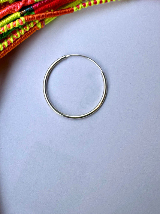 Single earring smooth circle 2.7cm 925 silver W27