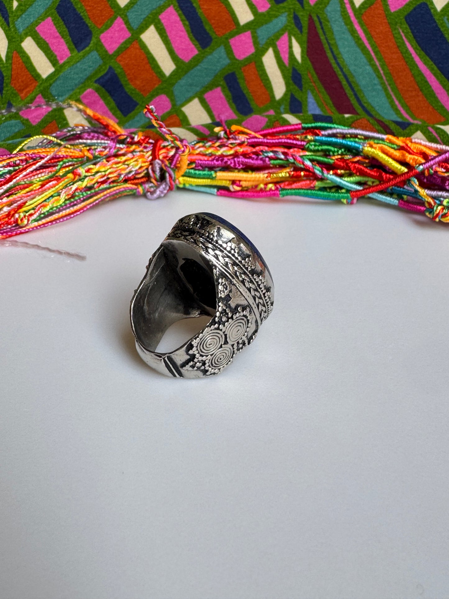 Antique vintage lapis lazuli hard stone ring