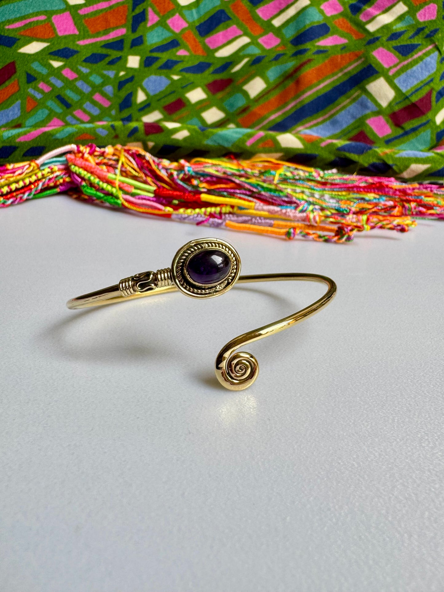 Purple gold boho bracelet
