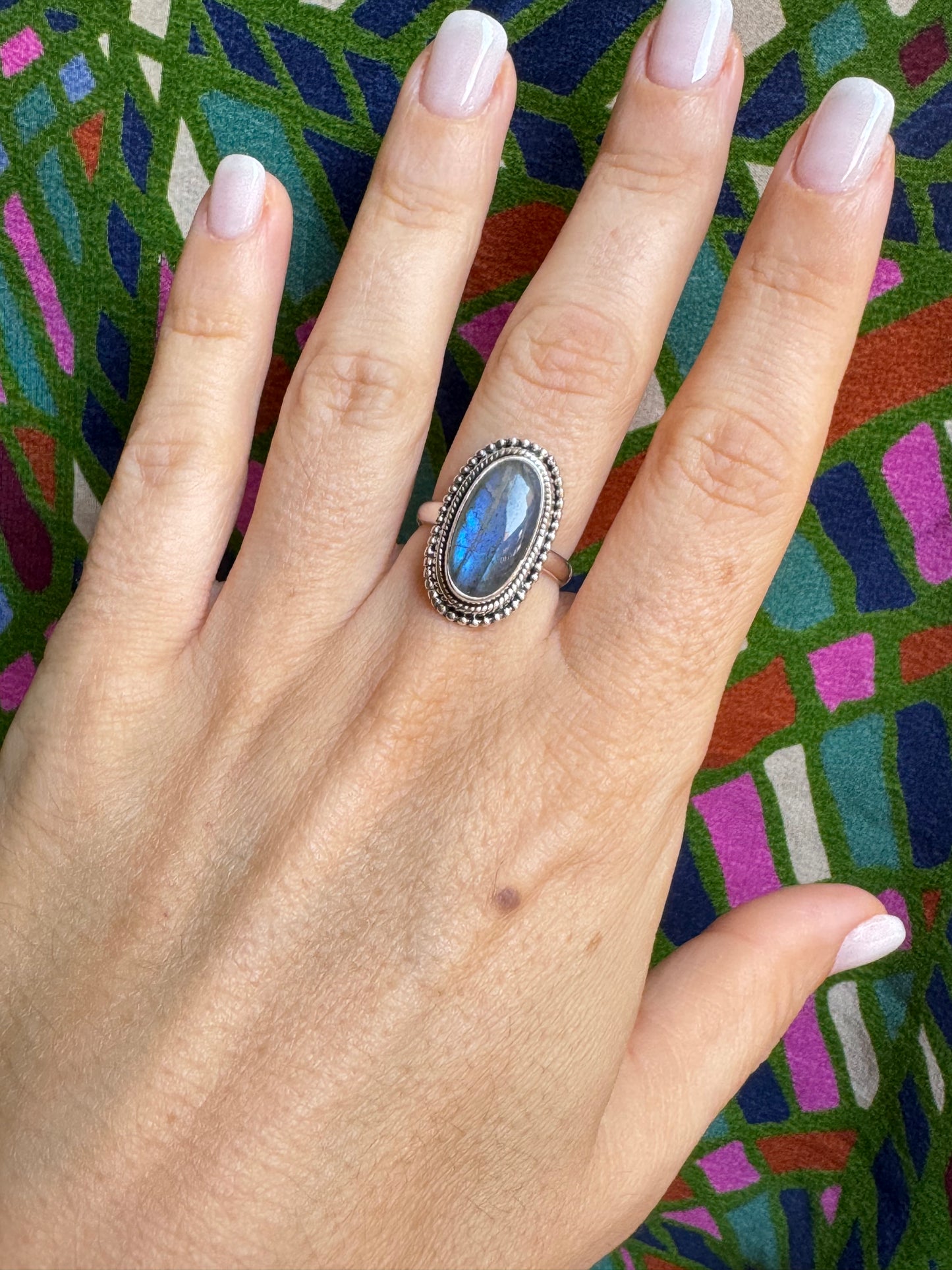 Labradorite Silver Ring T77