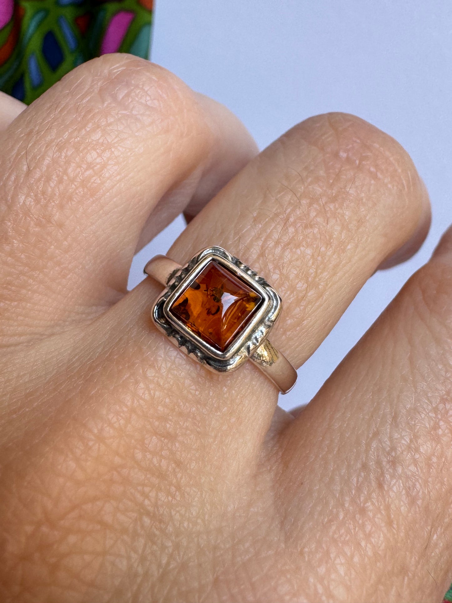 Anello argento 925 ambra misura 14 - 29AMB