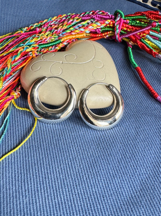 Kleine flache Kreisohrringe aus 925er Silber w1