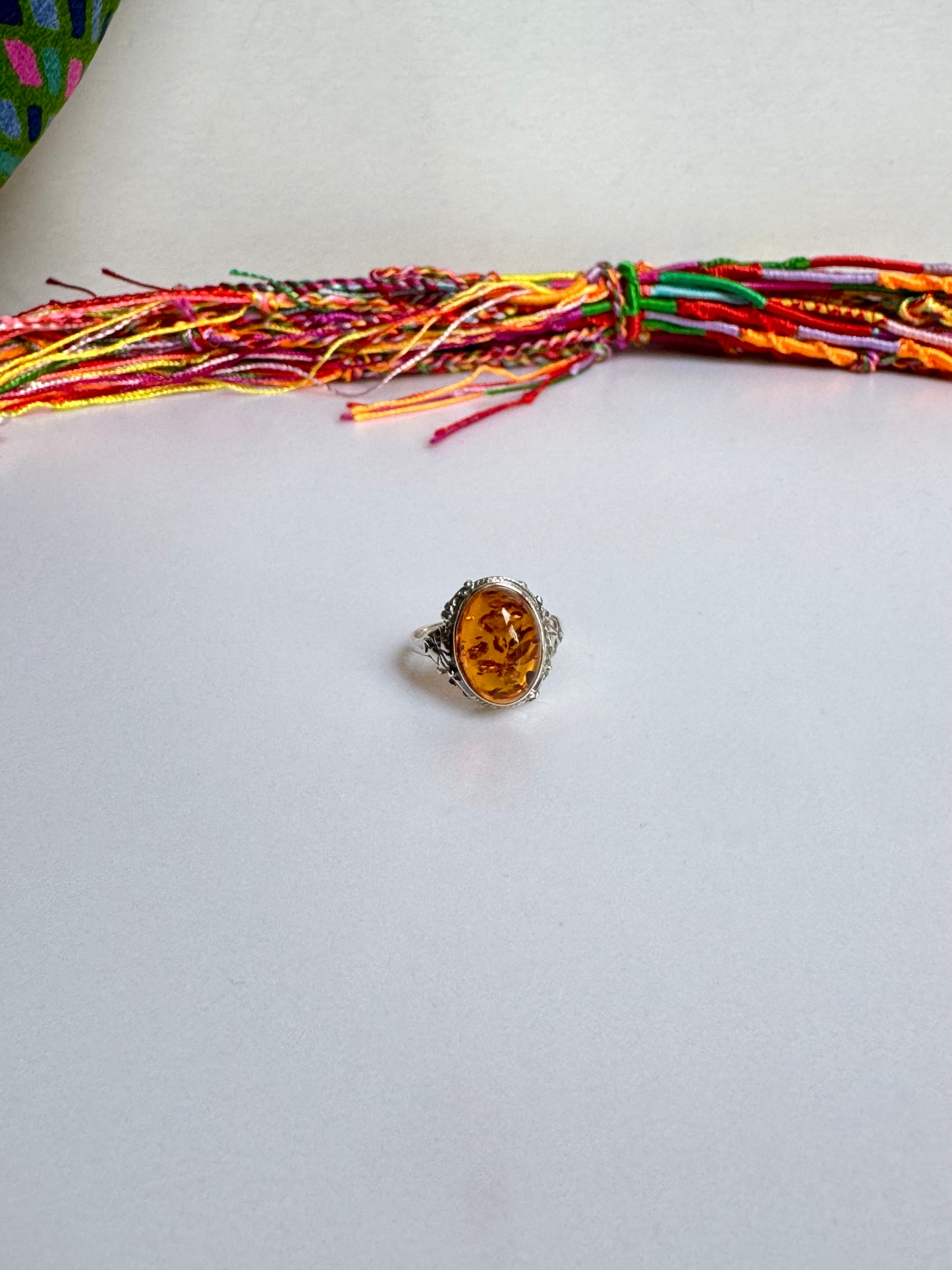 Anello argento 925 ambra misura 18 - 24AMB