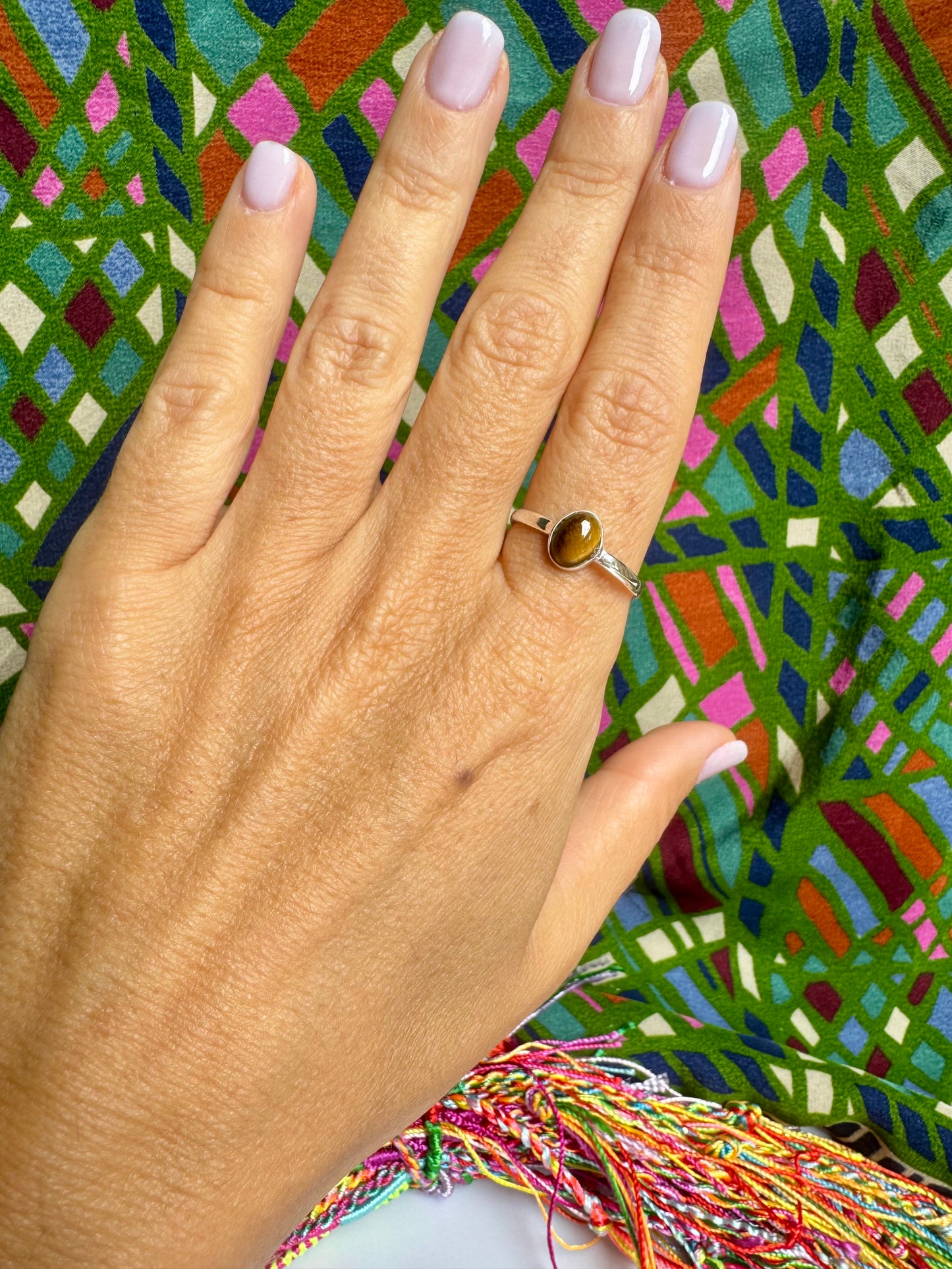 925 silver tiger eye ring size 22 - G22