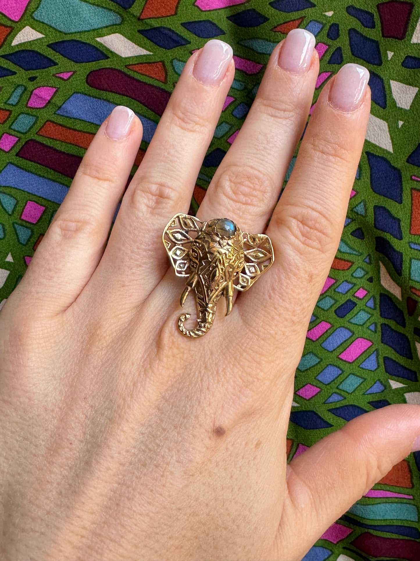 Golden labradorite boho ring