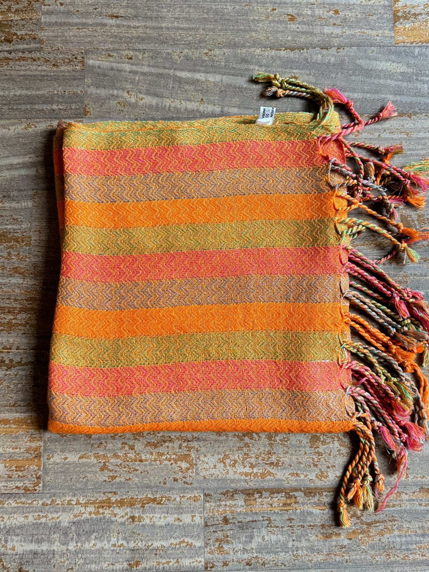 Pashmina scarf stole India orange and green