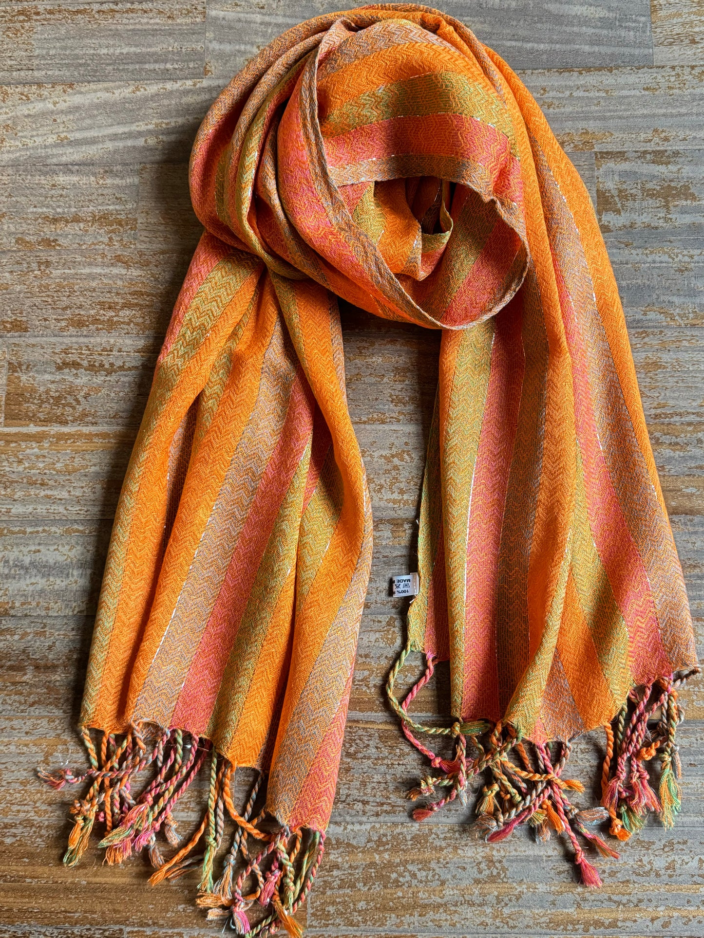 Pashmina scarf stole India orange and green