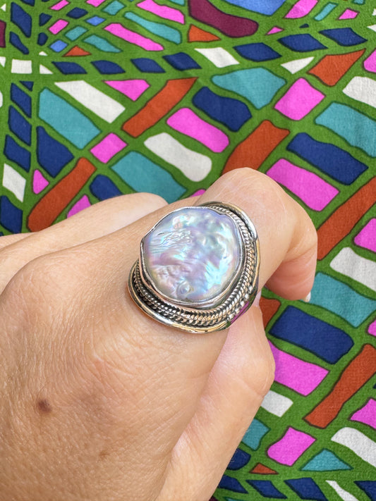 925 Silver Mother of Pearl Ring T49