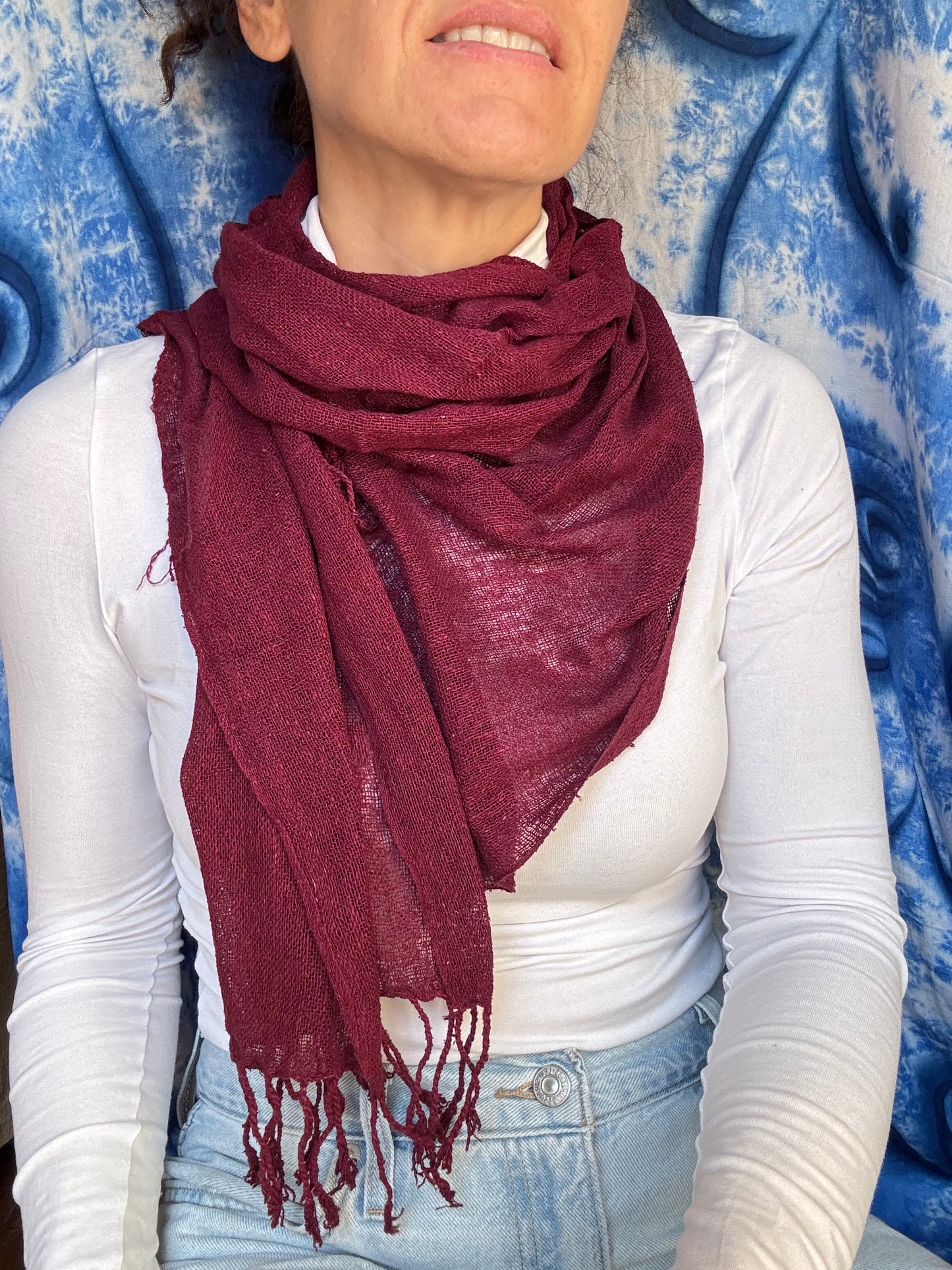 Pashmina sciarpa seta Vietnam bordeaux